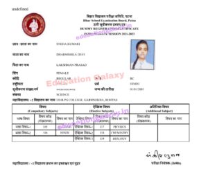 Bihar Board 10th 12th Dummy Registration card 2023