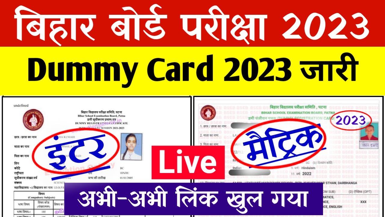 BSEB Matric Inter Dummy Registration Card Download 2023