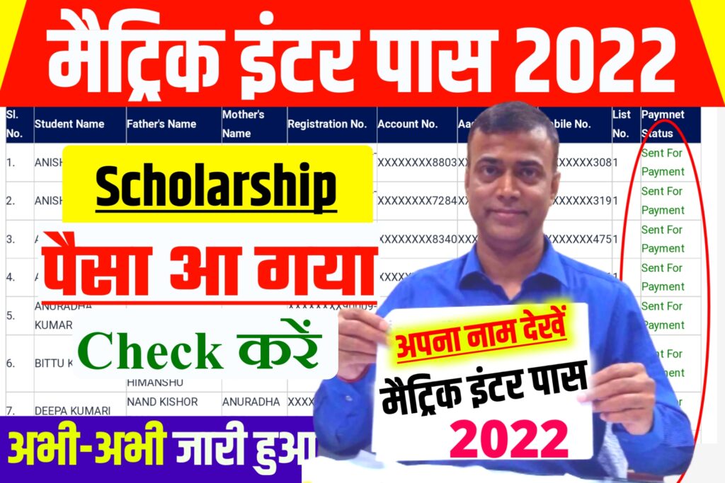 Bihar Board 12th Pass Scholarship 2022 मैट्रिक इन्टर Scholarship पैसा