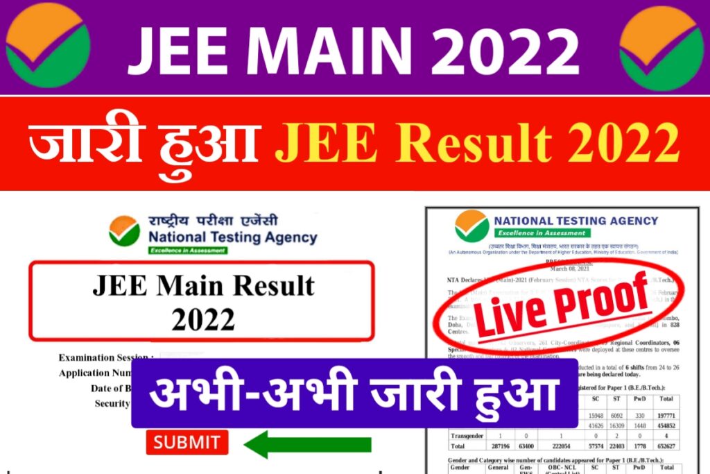 JEE Mains Result 2022 Out Today