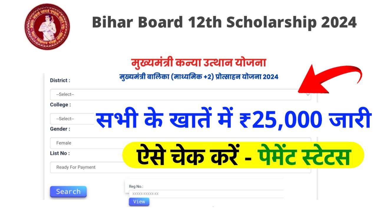 Bihar Board Class 12th Scholarship Payment Status 2024