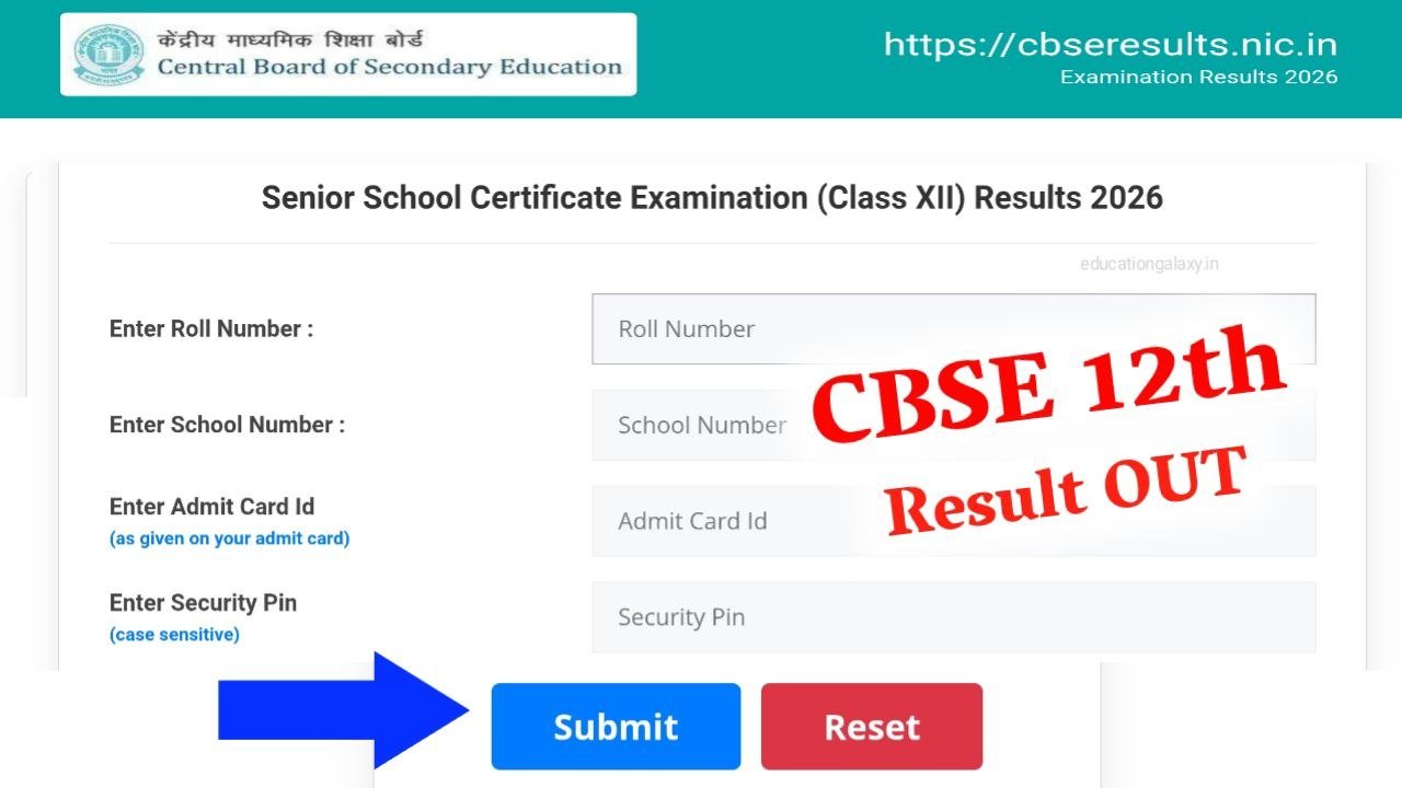 CBSE Board 12th Result 2026 OUT